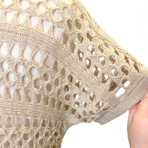 Forever 21 Beige Crochet Knit Pullover Top S - Picture 10 of 15